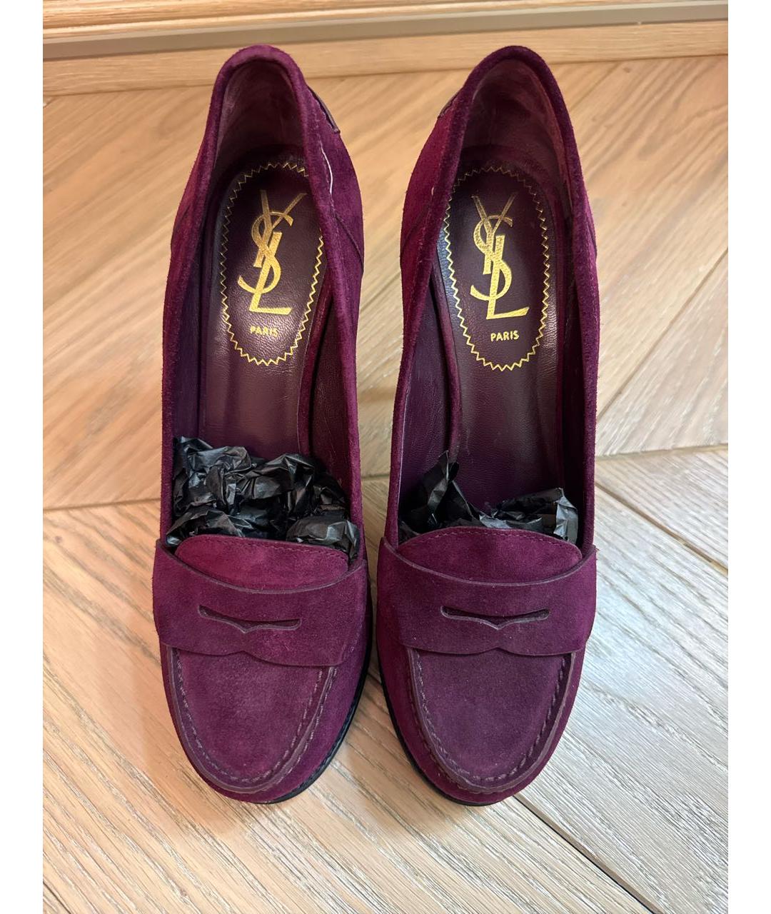 SAINT LAURENT Фиолетовые замшевые туфли, фото 3