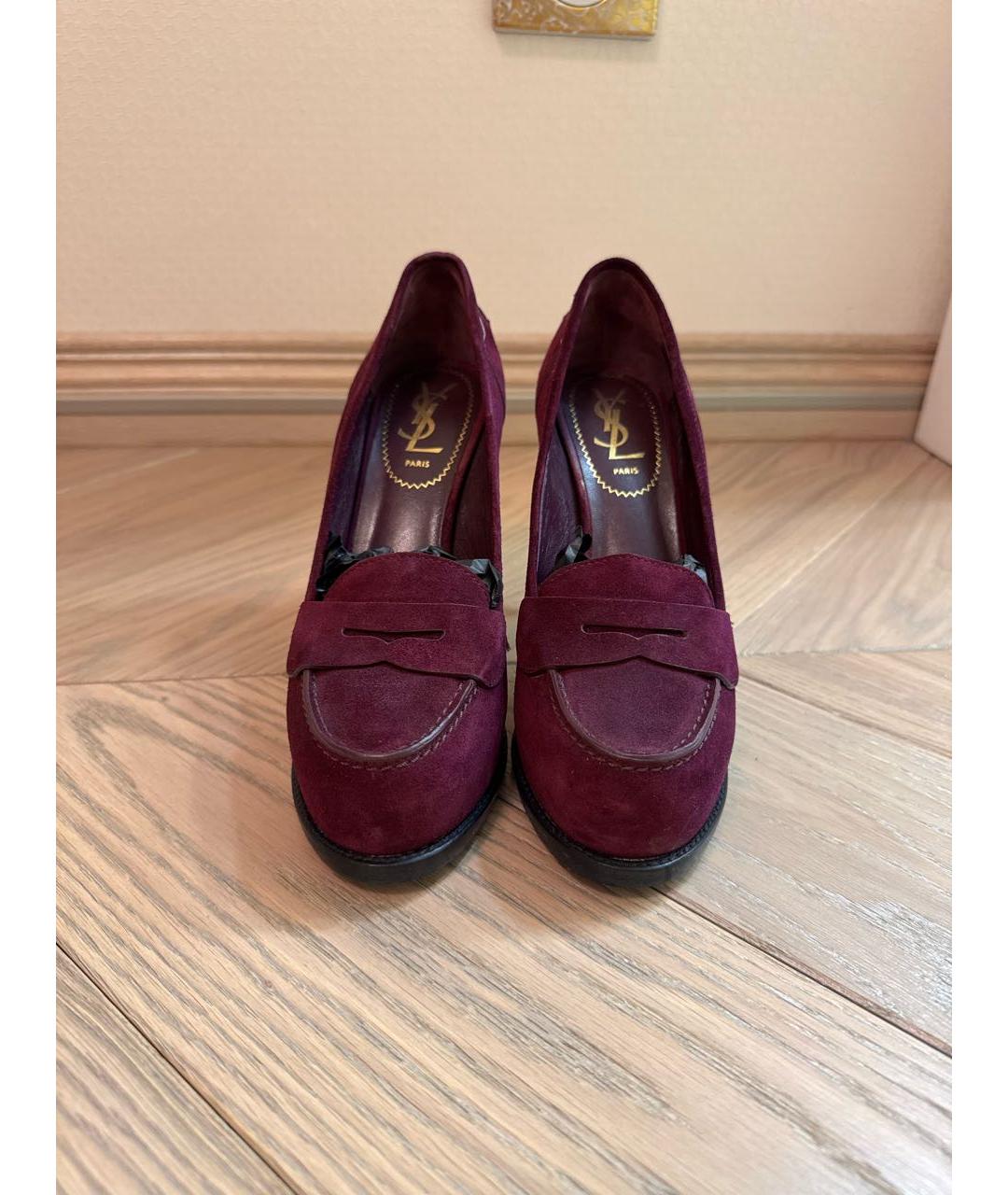 SAINT LAURENT Фиолетовые замшевые туфли, фото 2