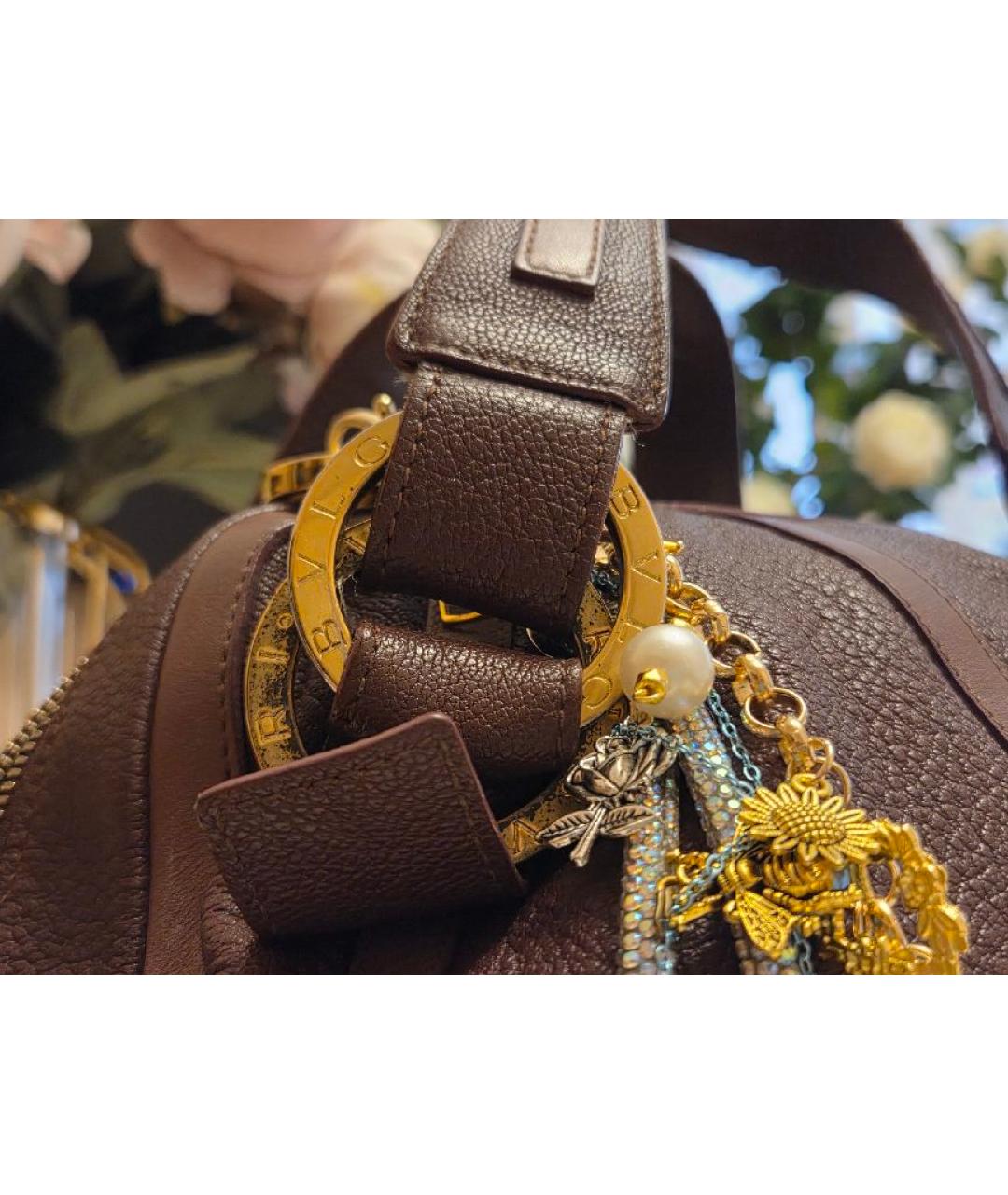 BVLGARI Фиолетовая кожаная сумка с короткими ручками, фото 8
