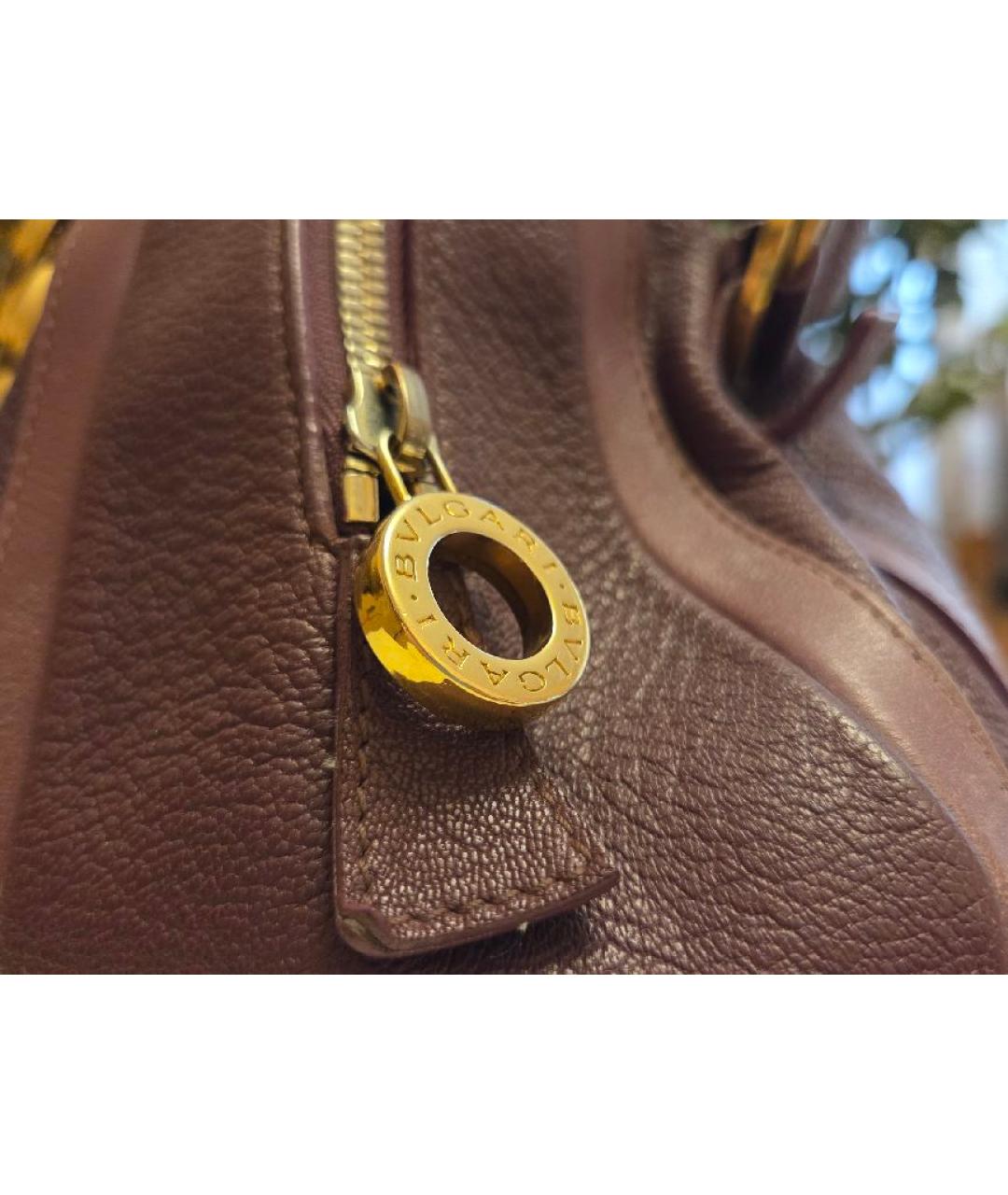 BVLGARI Фиолетовая кожаная сумка с короткими ручками, фото 5