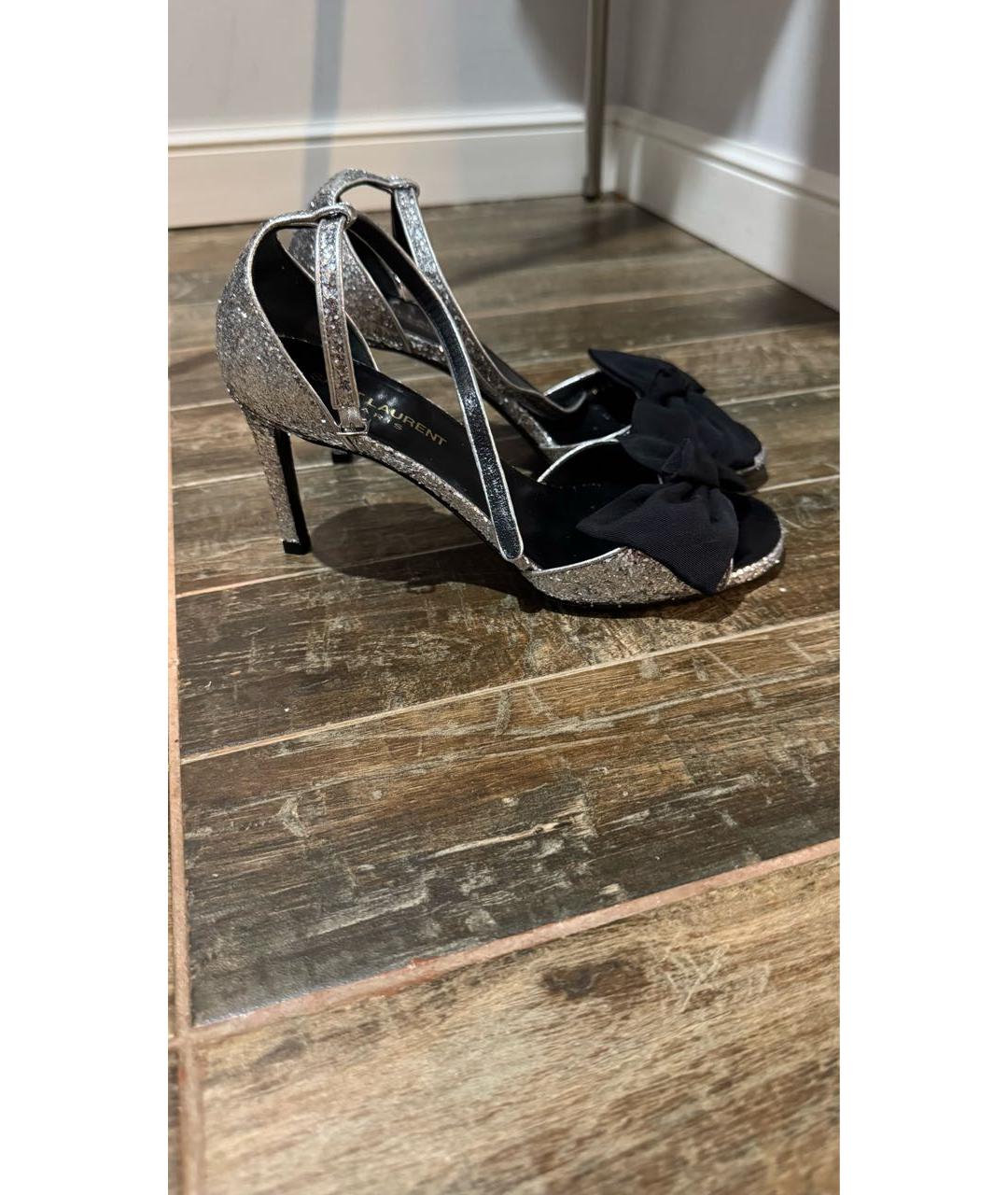 SAINT LAURENT Серебряные босоножки, фото 6