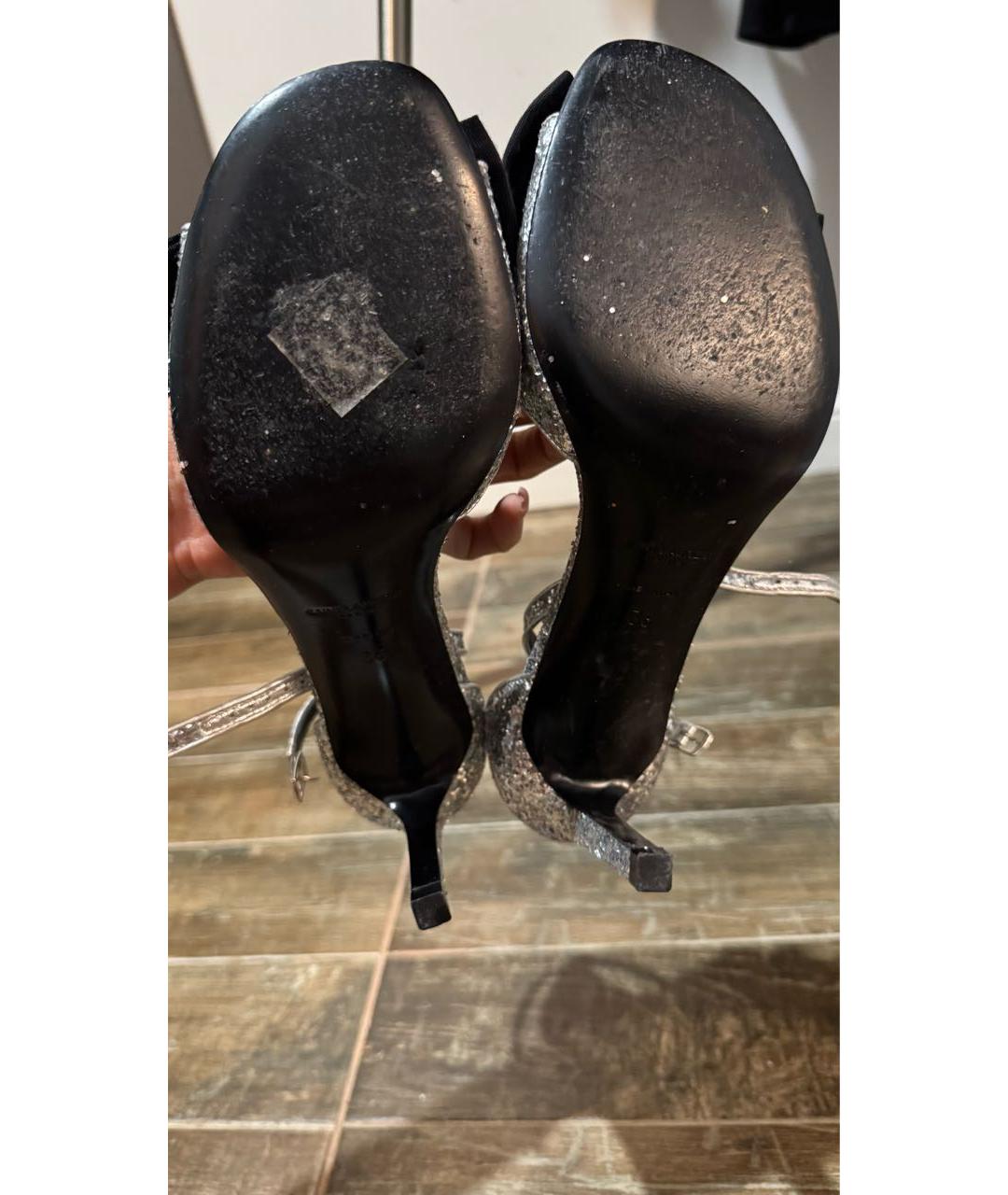 SAINT LAURENT Серебряные босоножки, фото 4