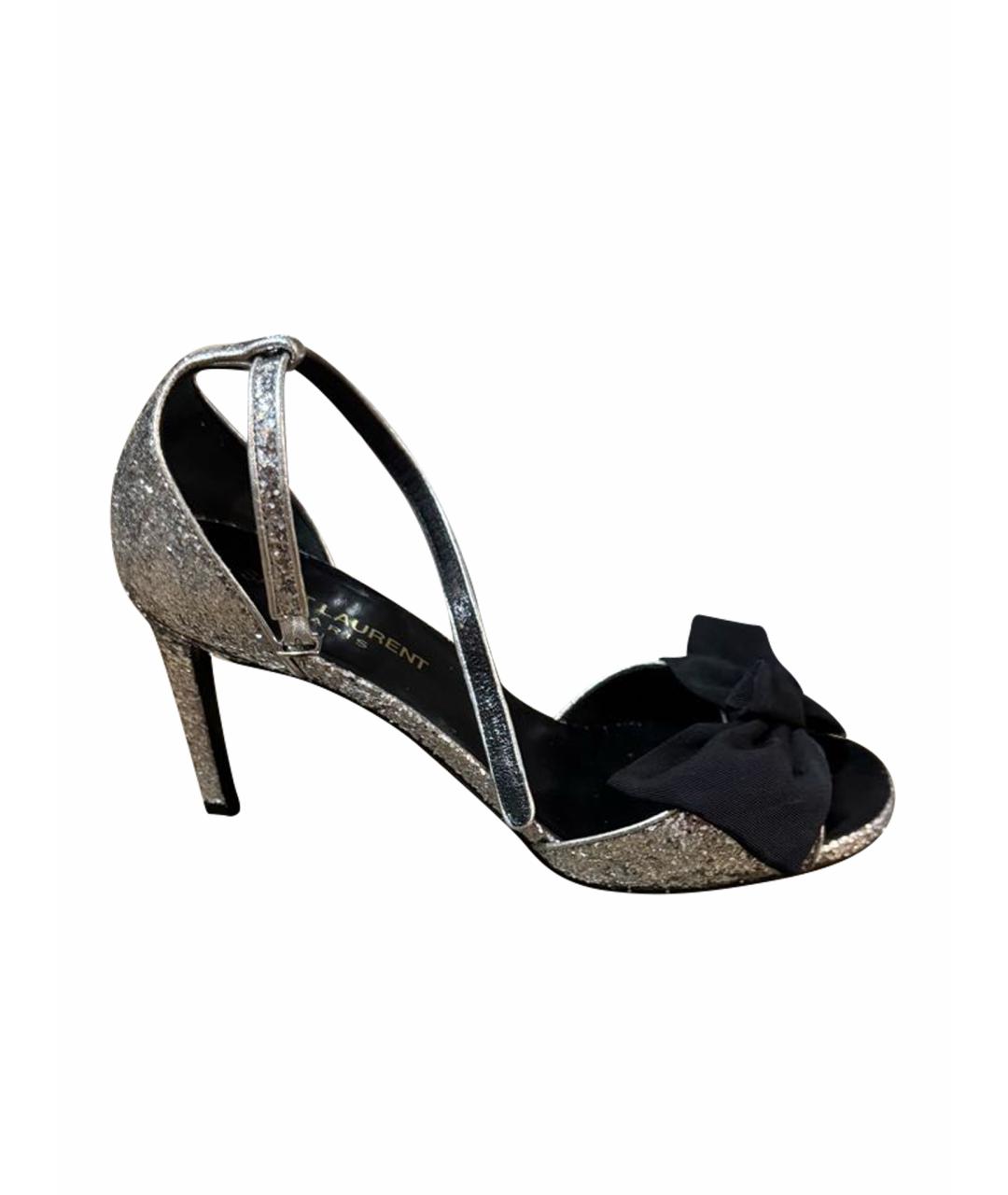 SAINT LAURENT Серебряные босоножки, фото 1