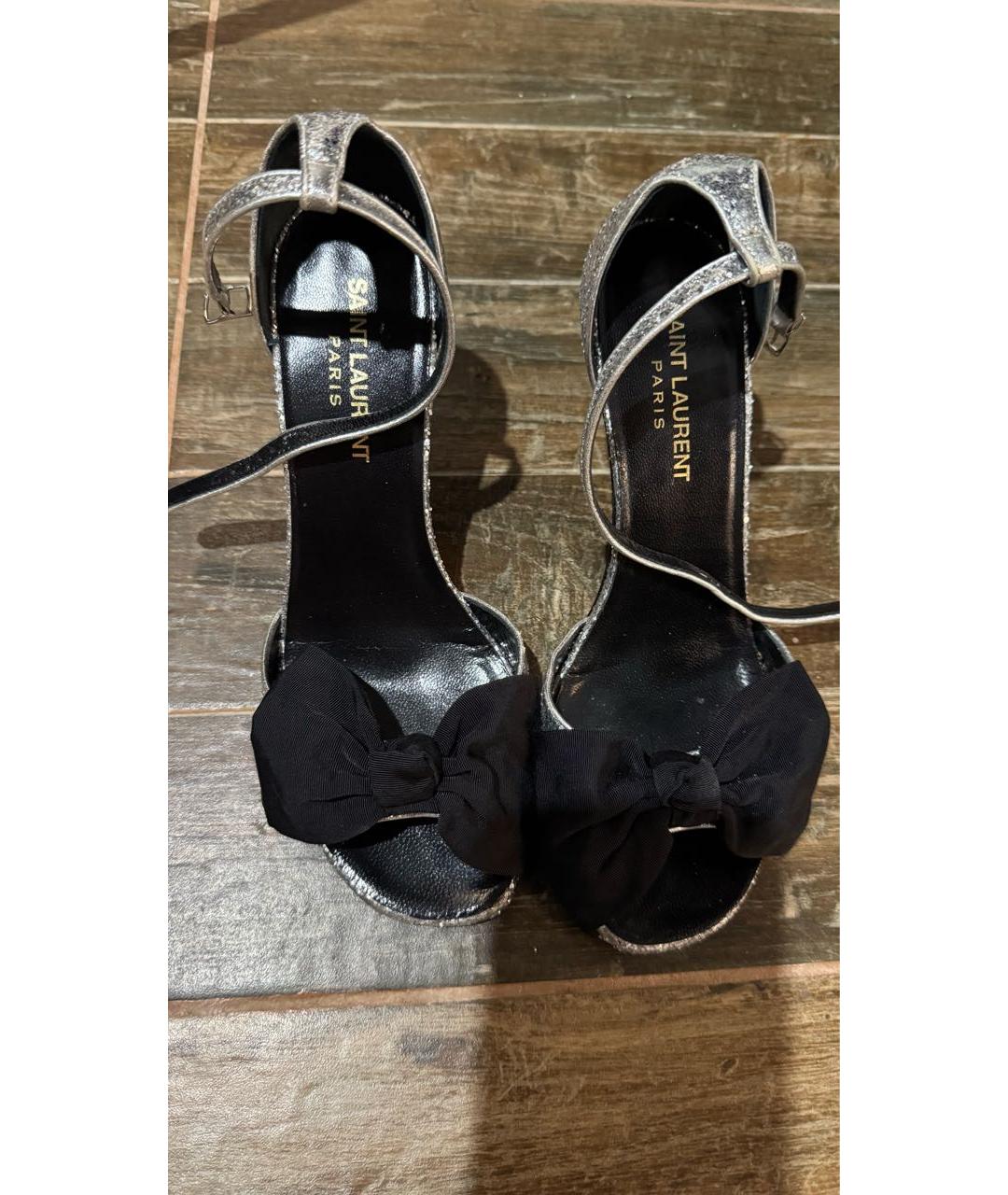 SAINT LAURENT Серебряные босоножки, фото 5