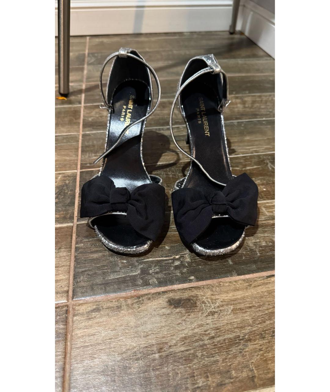 SAINT LAURENT Серебряные босоножки, фото 2