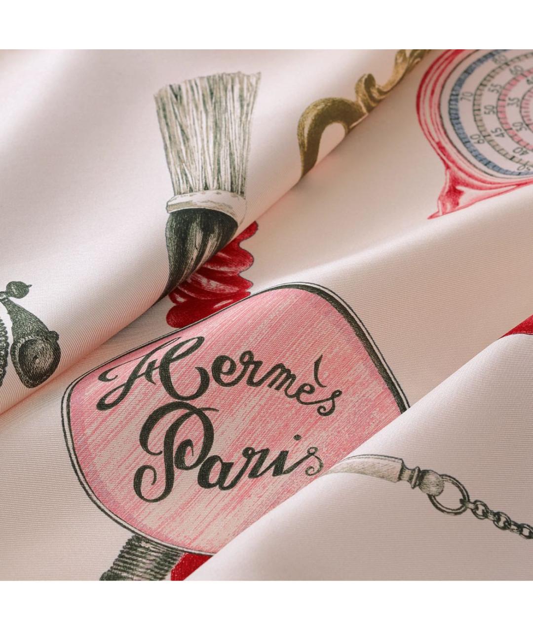 HERMES Розовый шелковый платок, фото 2