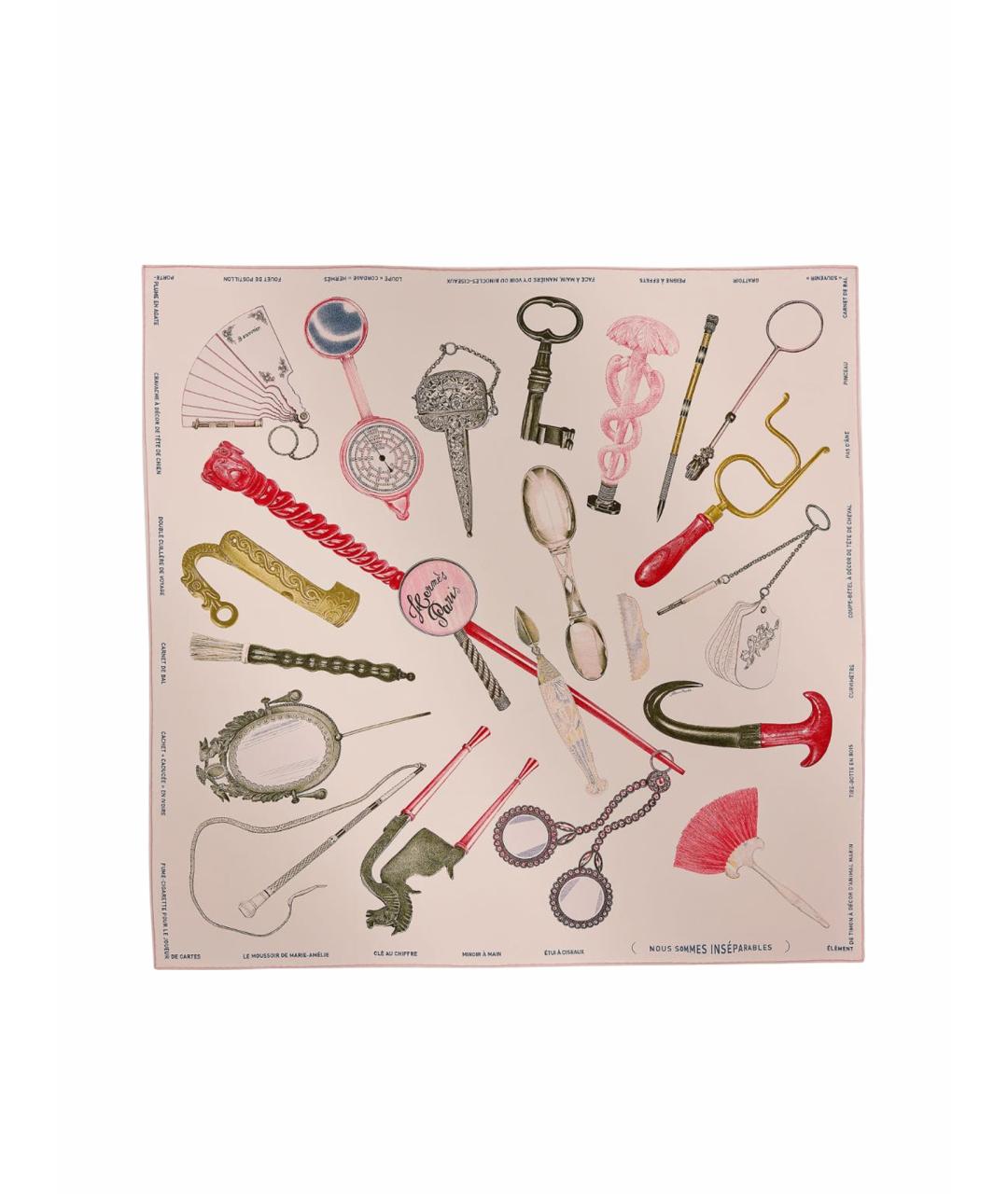 HERMES Розовый шелковый платок, фото 6