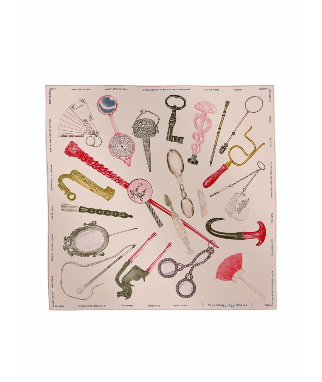 HERMES Розовый шелковый платок, фото 1