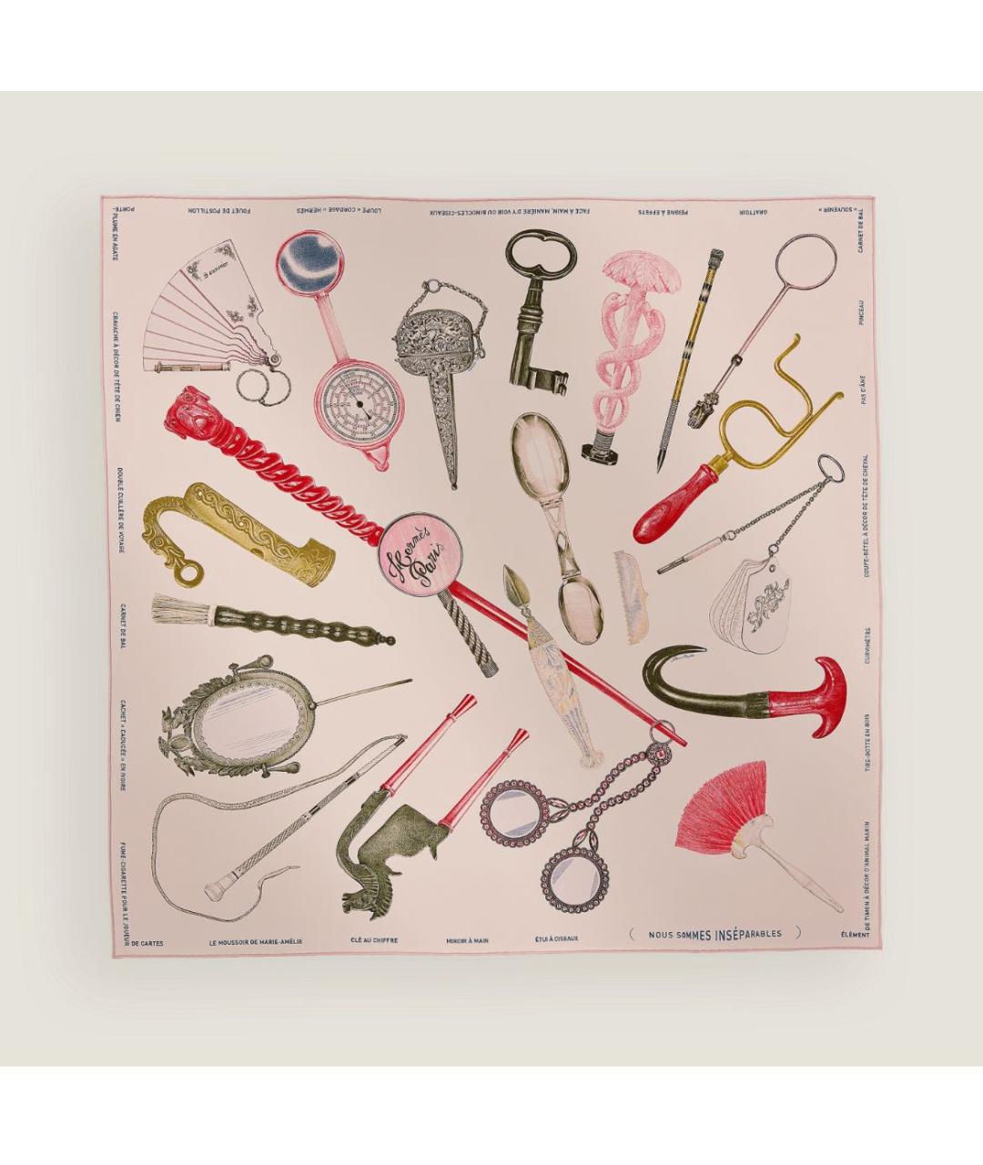 HERMES Розовый шелковый платок, фото 5