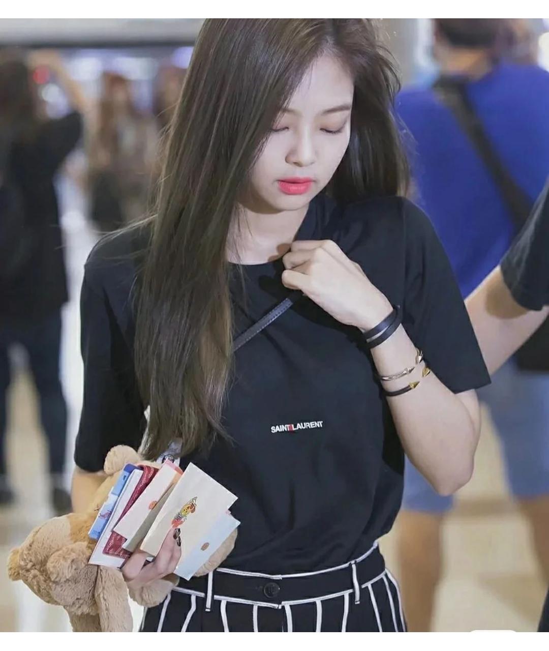 SAINT LAURENT Черная хлопковая футболка, фото 2