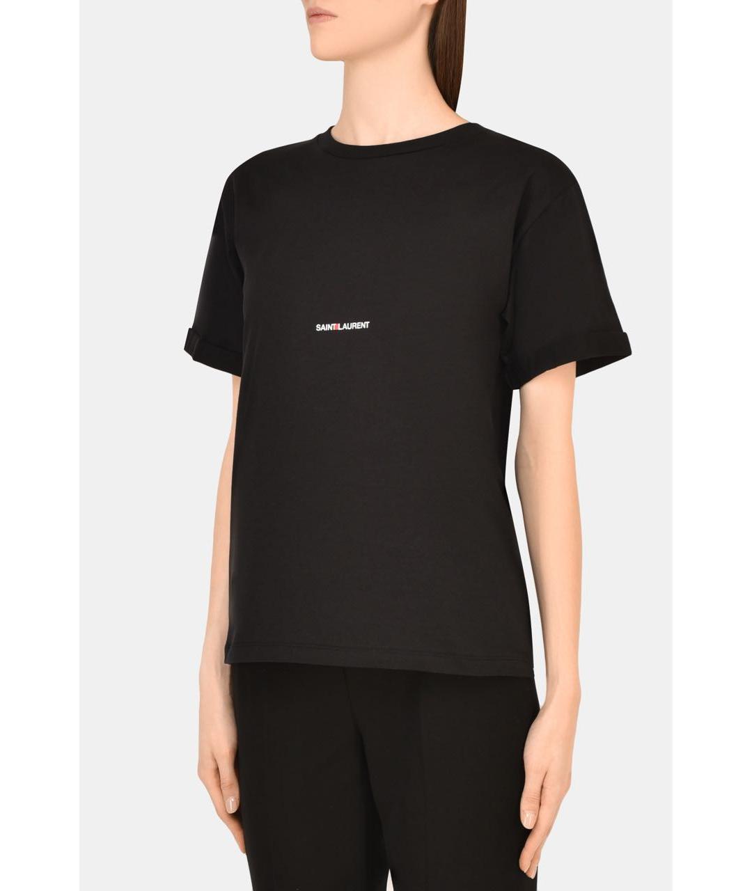 SAINT LAURENT Черная хлопковая футболка, фото 4