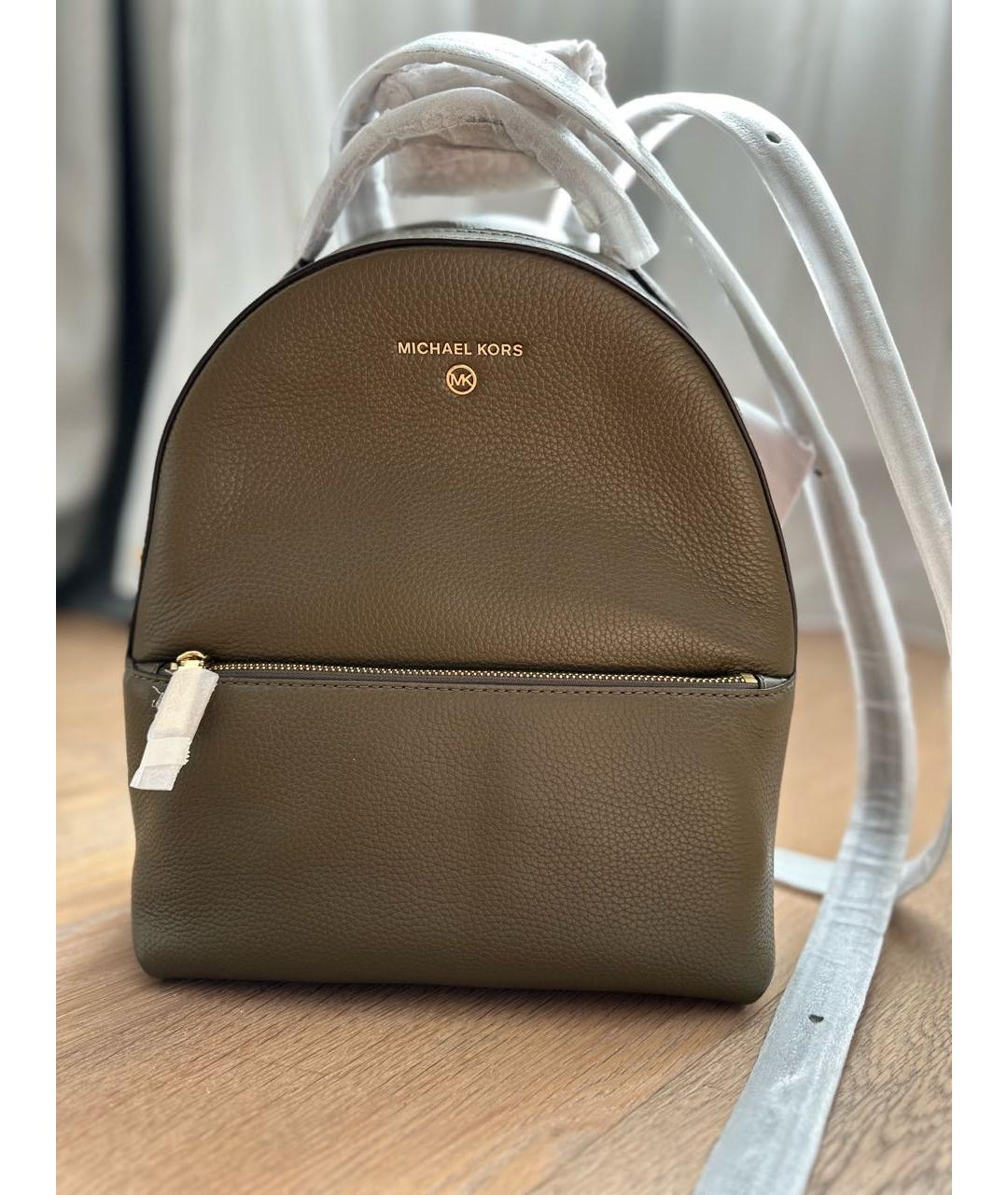 MICHAEL KORS Хаки кожаный рюкзак, фото 2