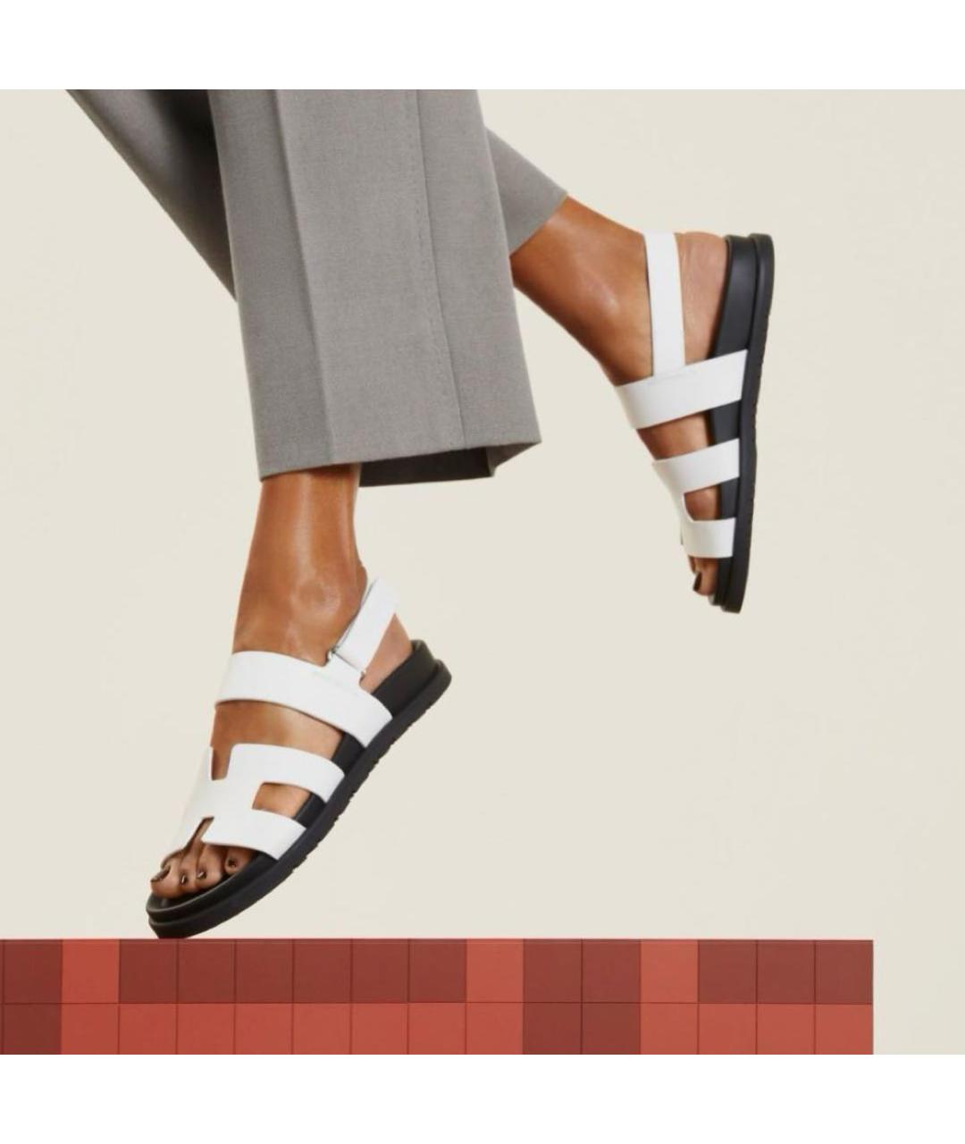 HERMES Белые кожаные сандалии, фото 6