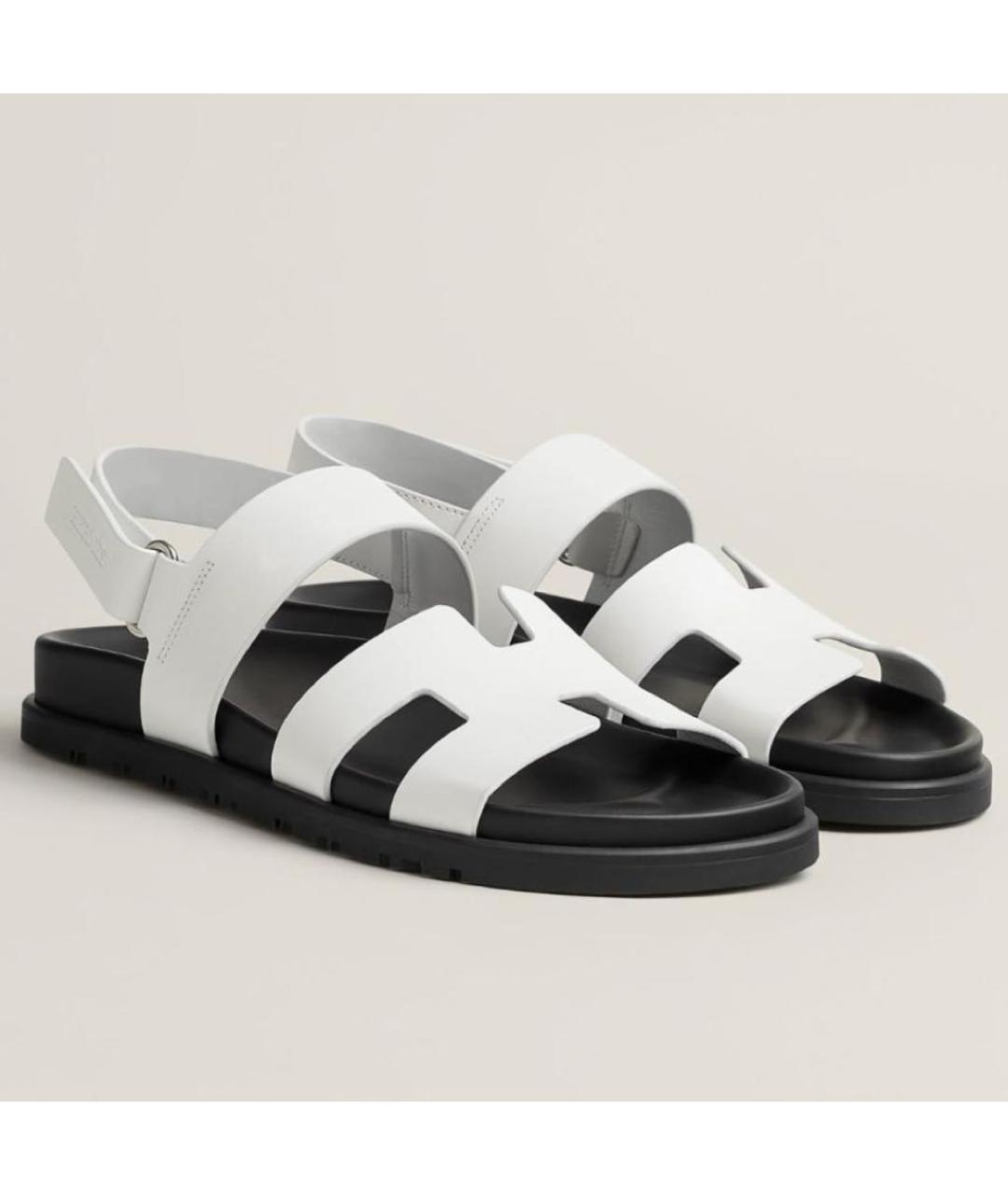 HERMES Белые кожаные сандалии, фото 2