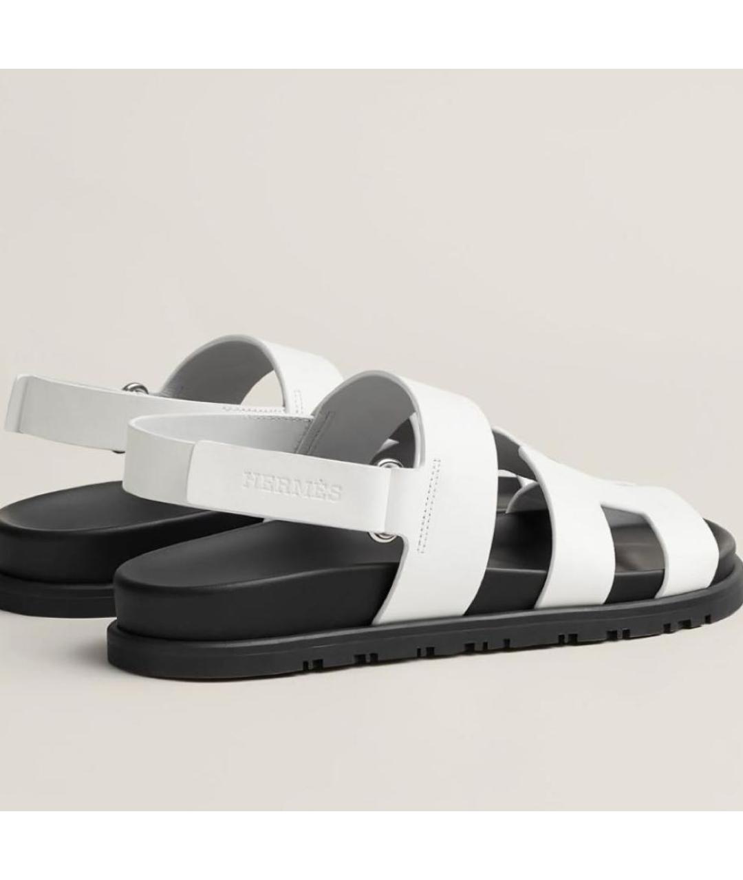 HERMES Белые кожаные сандалии, фото 5