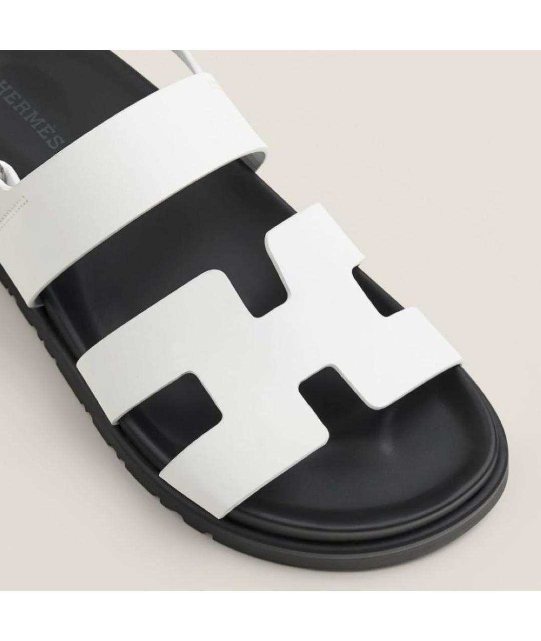HERMES Белые кожаные сандалии, фото 4