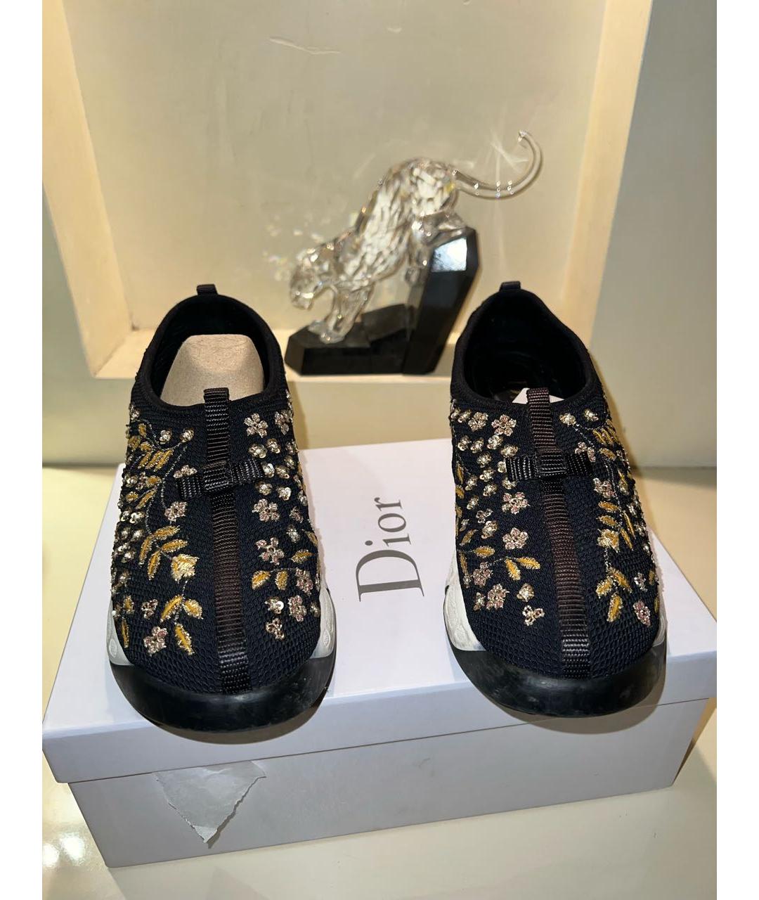 CHRISTIAN DIOR Черные текстильные слипоны, фото 8