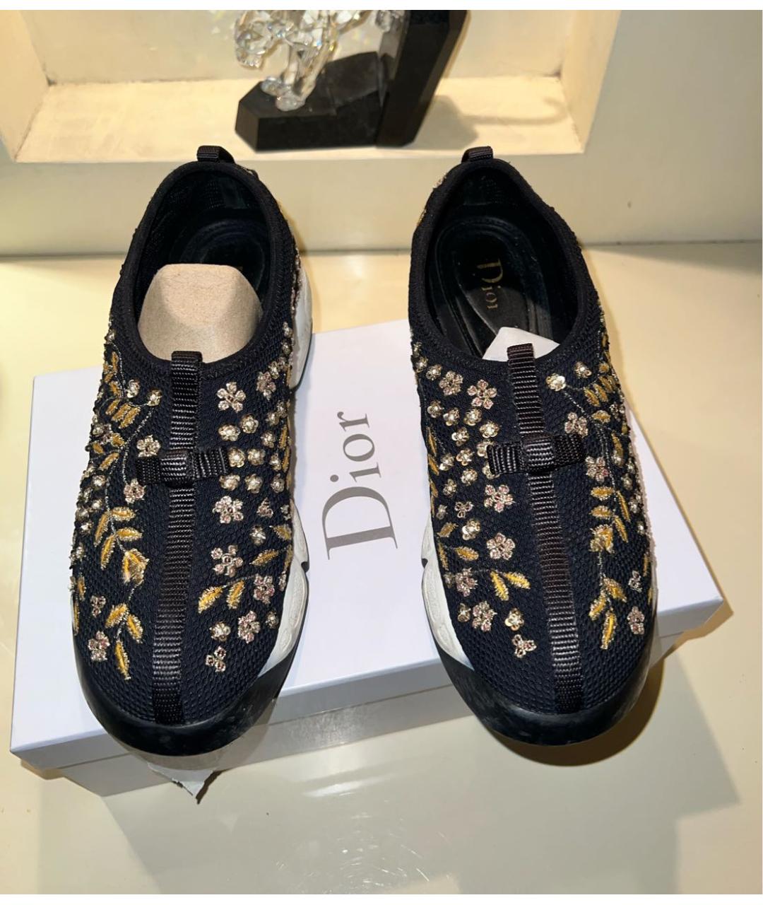 CHRISTIAN DIOR Черные текстильные слипоны, фото 2