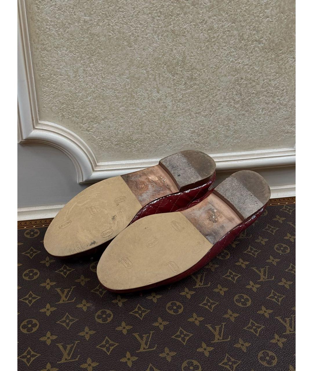 CHANEL Бордовые кожаные балетки, фото 7