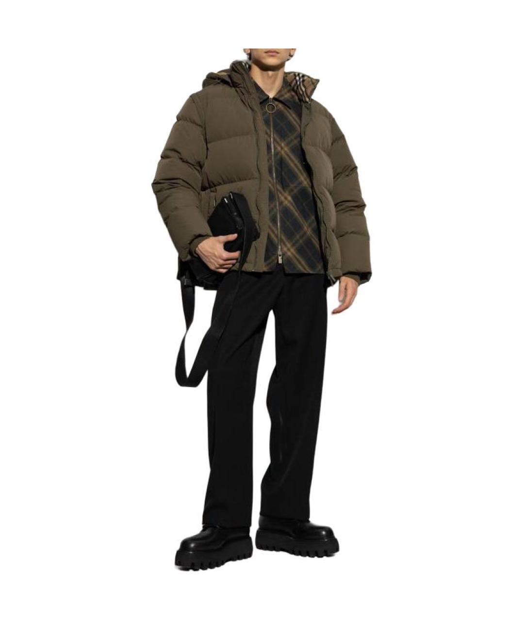 BURBERRY Коричневая хлопковая футболка, фото 3