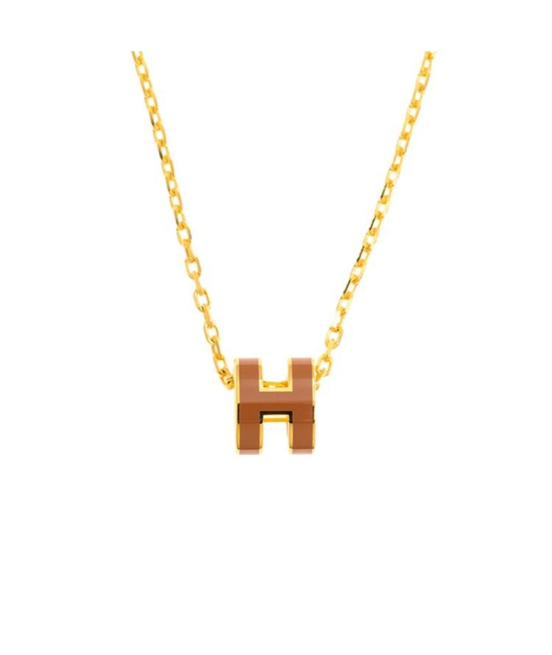 HERMES Коричневая металлическая подвеска, фото 1