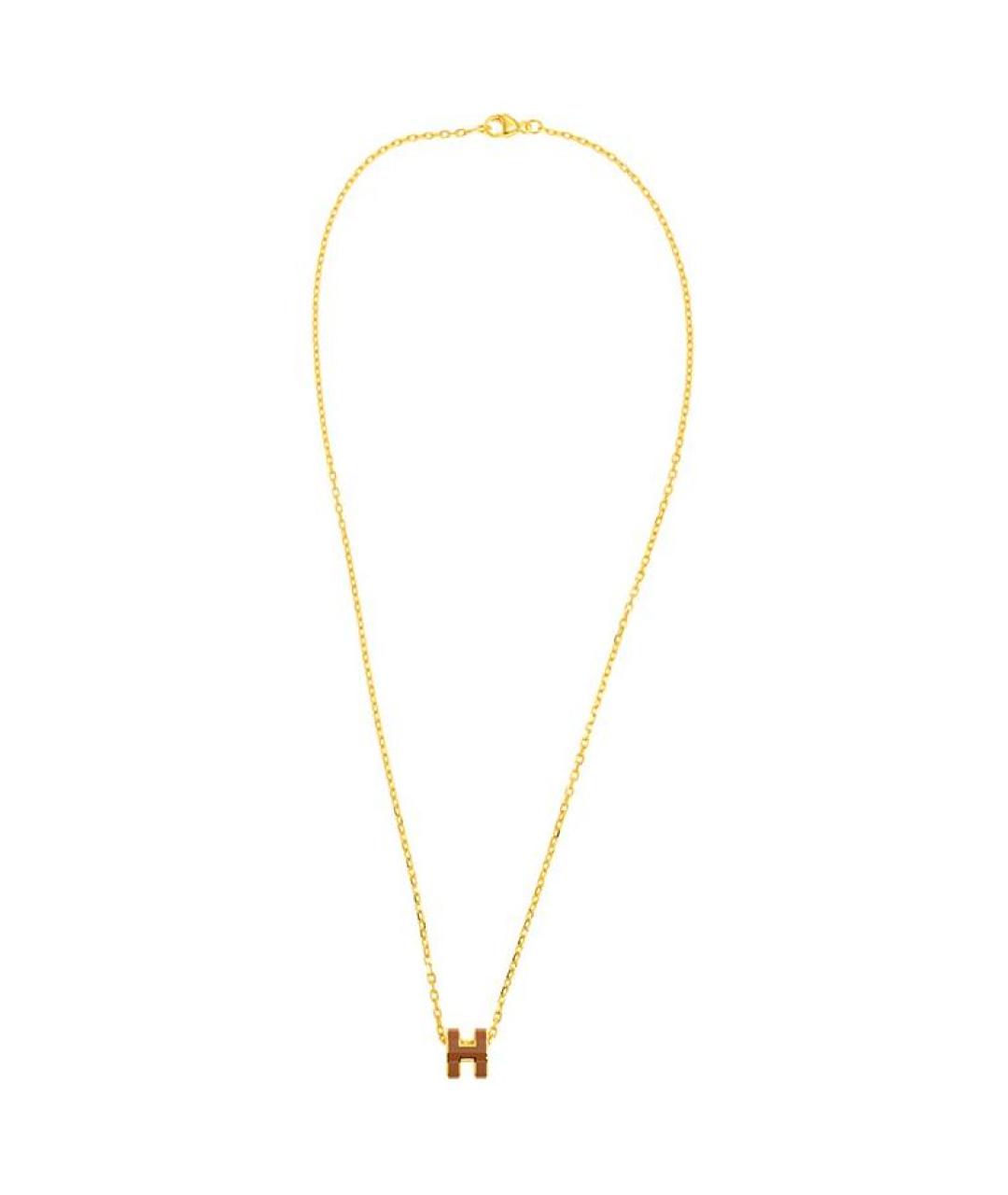HERMES Коричневая металлическая подвеска, фото 2