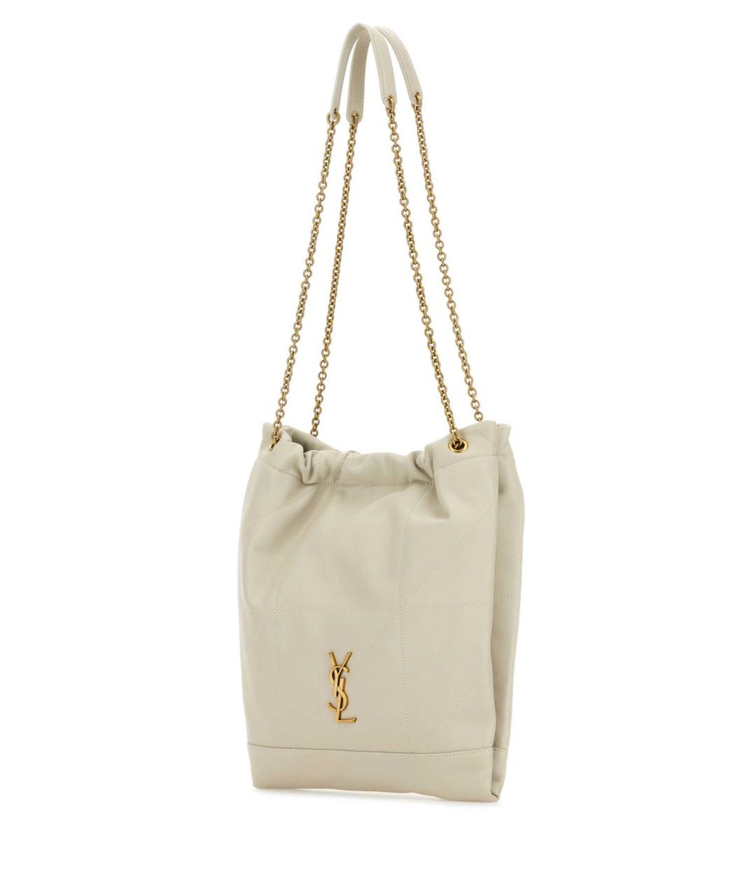 SAINT LAURENT Белая кожаная сумка через плечо, фото 2