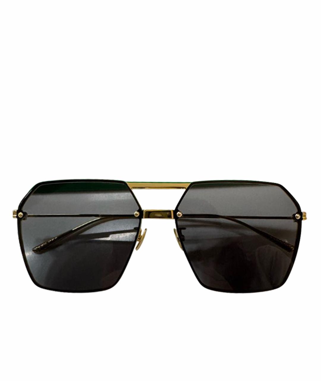 BOTTEGA VENETA Золотые металлические солнцезащитные очки, фото 1