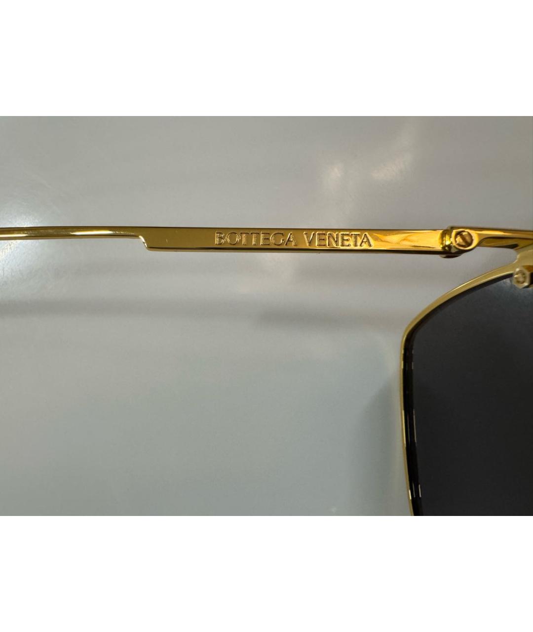 BOTTEGA VENETA Золотые металлические солнцезащитные очки, фото 2