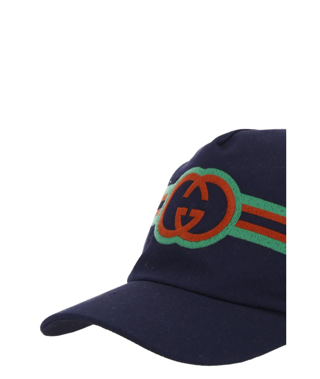 GUCCI Темно-синяя хлопковая кепка, фото 2