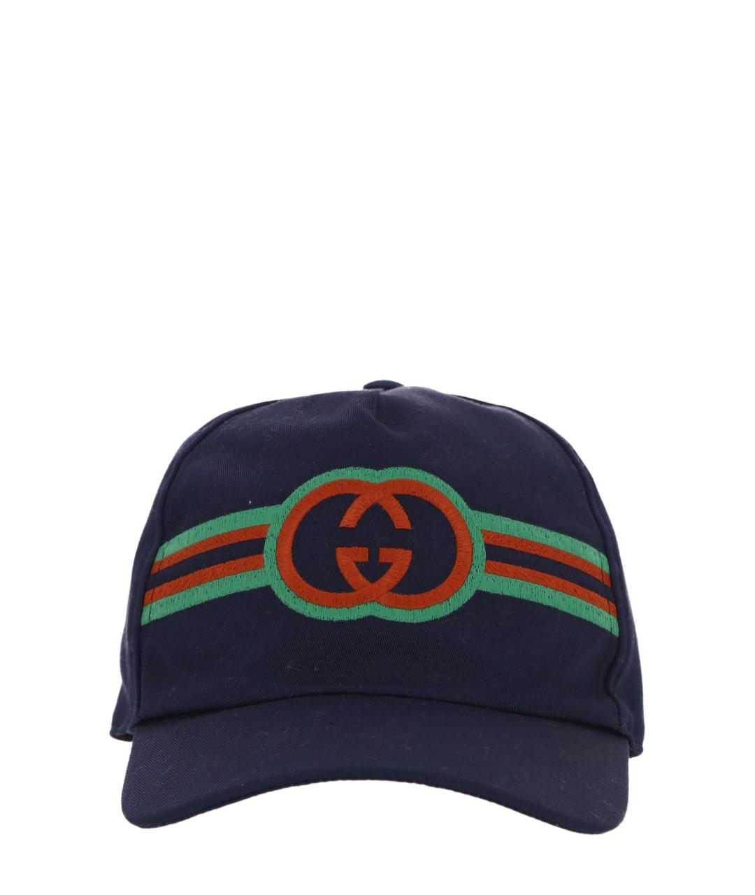GUCCI Темно-синяя хлопковая кепка, фото 1
