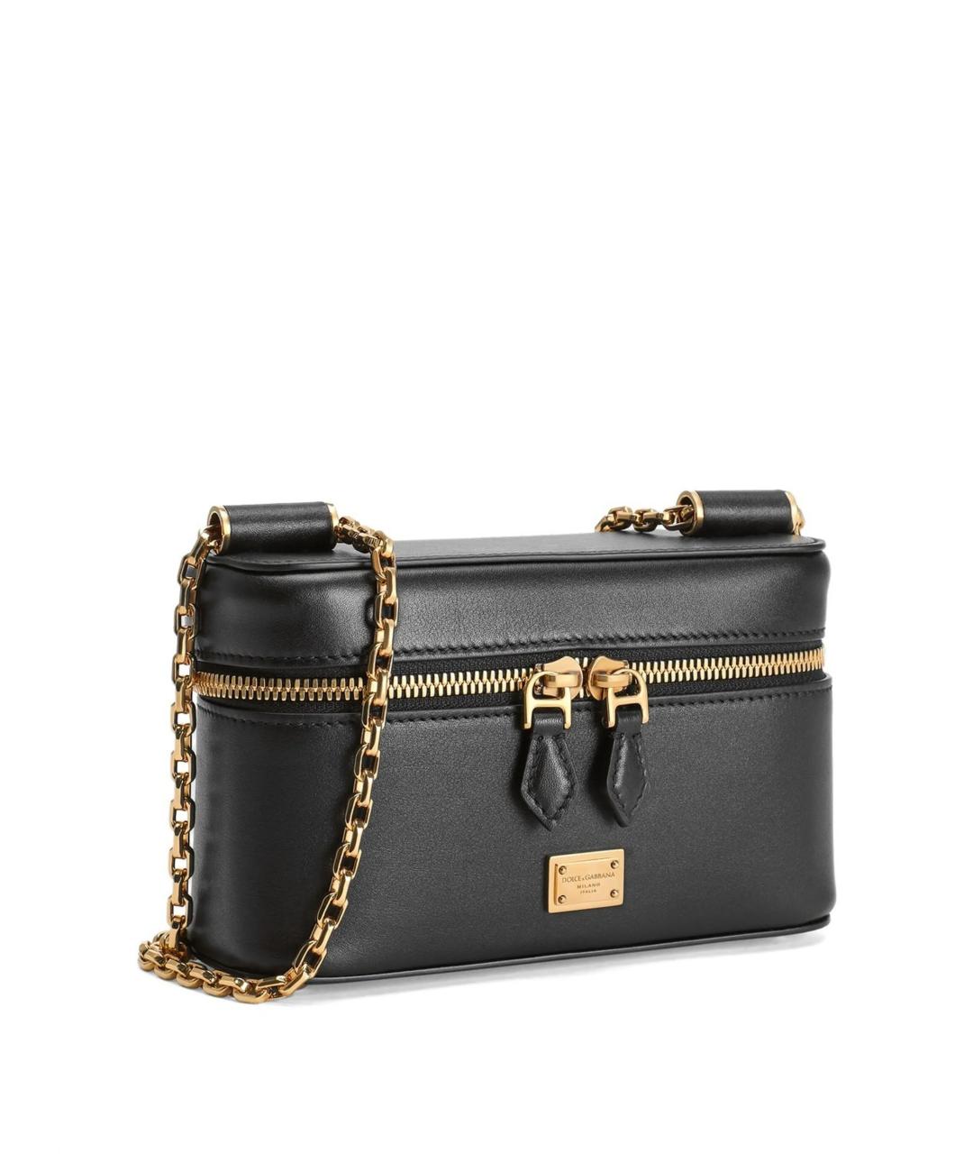 DOLCE&GABBANA Черная кожаная сумка через плечо, фото 2