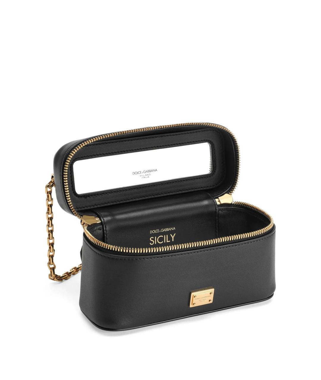 DOLCE&GABBANA Черная кожаная сумка через плечо, фото 4
