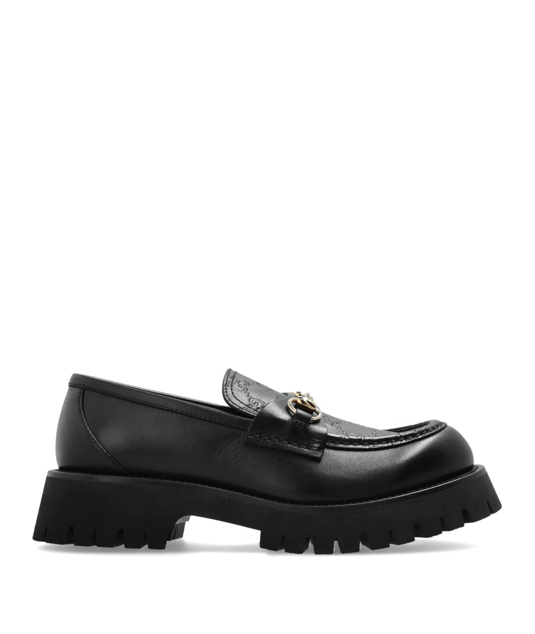 GUCCI Черные кожаные лоферы, фото 1