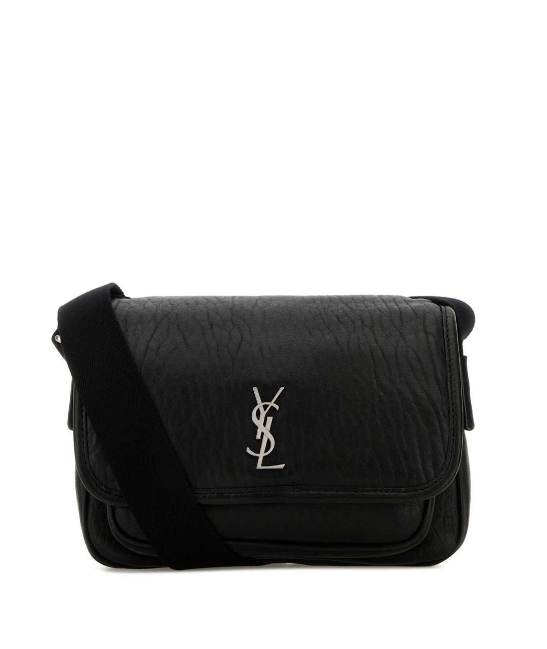 SAINT LAURENT Черная кожаная сумка на плечо, фото 1