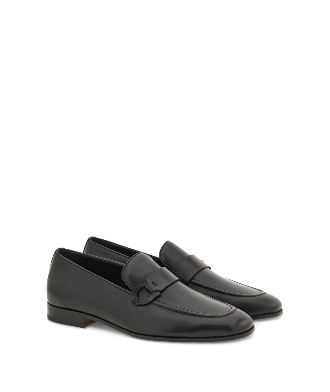FERRAGAMO Черные кожаные лоферы, фото 2