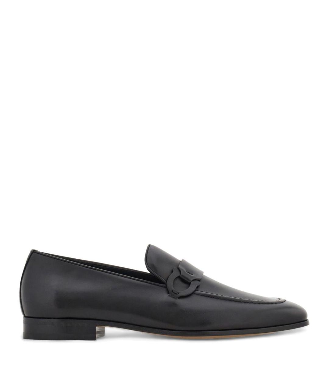 FERRAGAMO Черные кожаные лоферы, фото 1