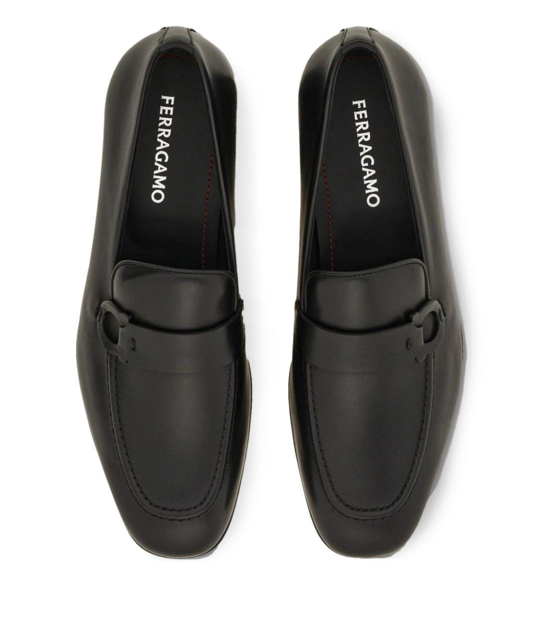 FERRAGAMO Черные кожаные лоферы, фото 3