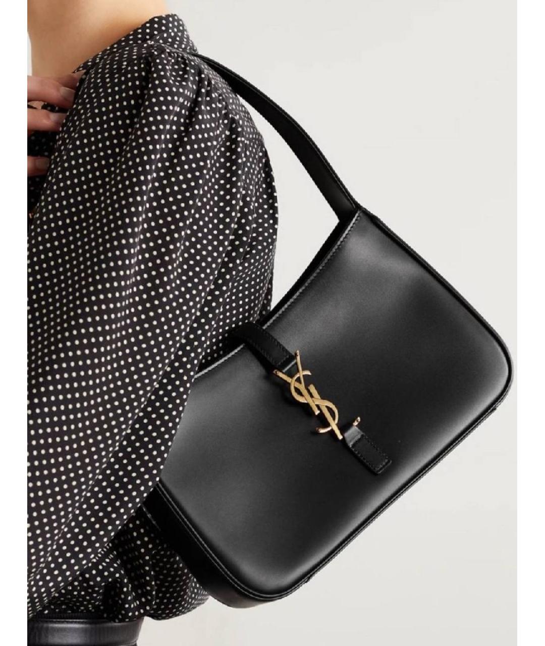 SAINT LAURENT Черная кожаная сумка через плечо, фото 3