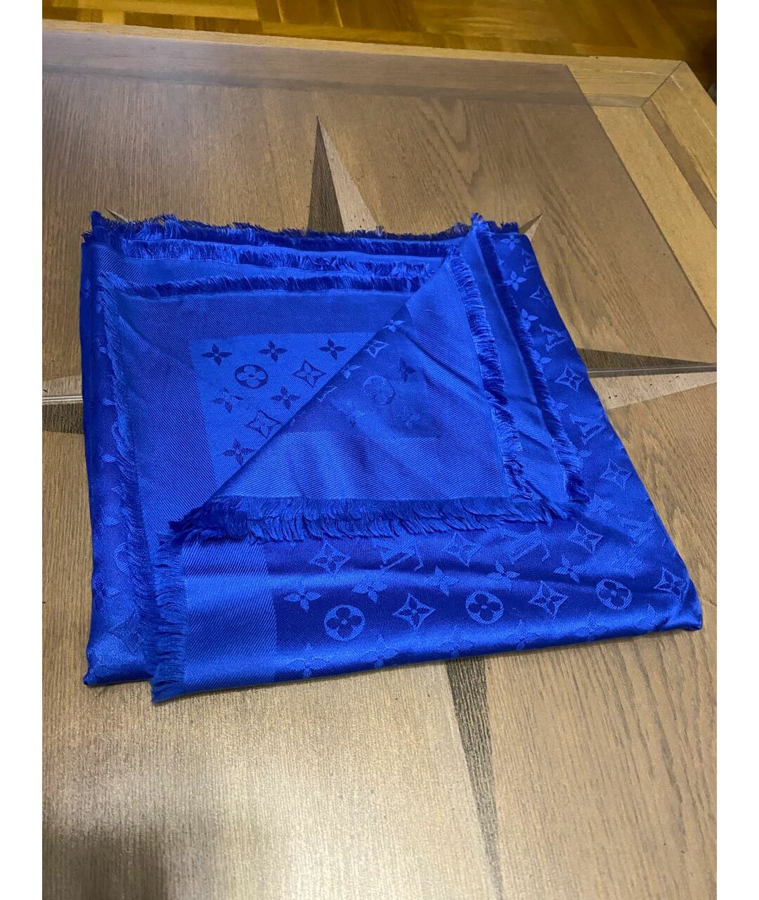 LOUIS VUITTON Синий шерстяной шарф, фото 3