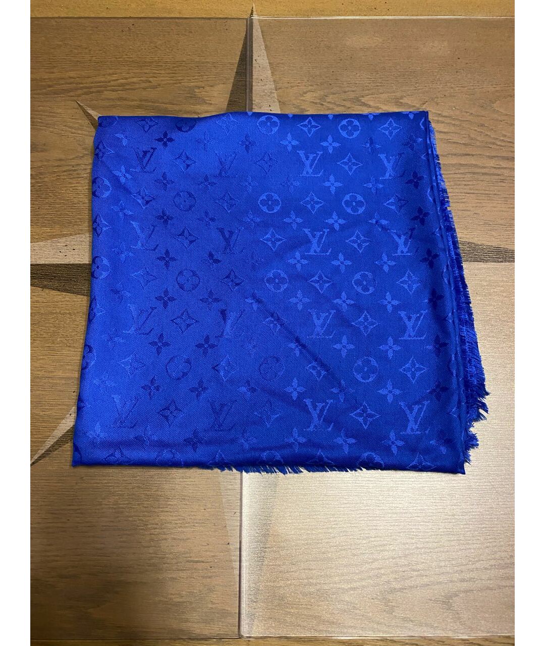 LOUIS VUITTON Синий шерстяной шарф, фото 8