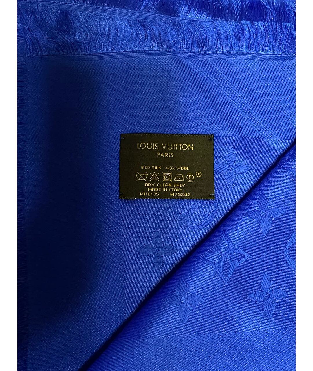 LOUIS VUITTON Синий шерстяной шарф, фото 5