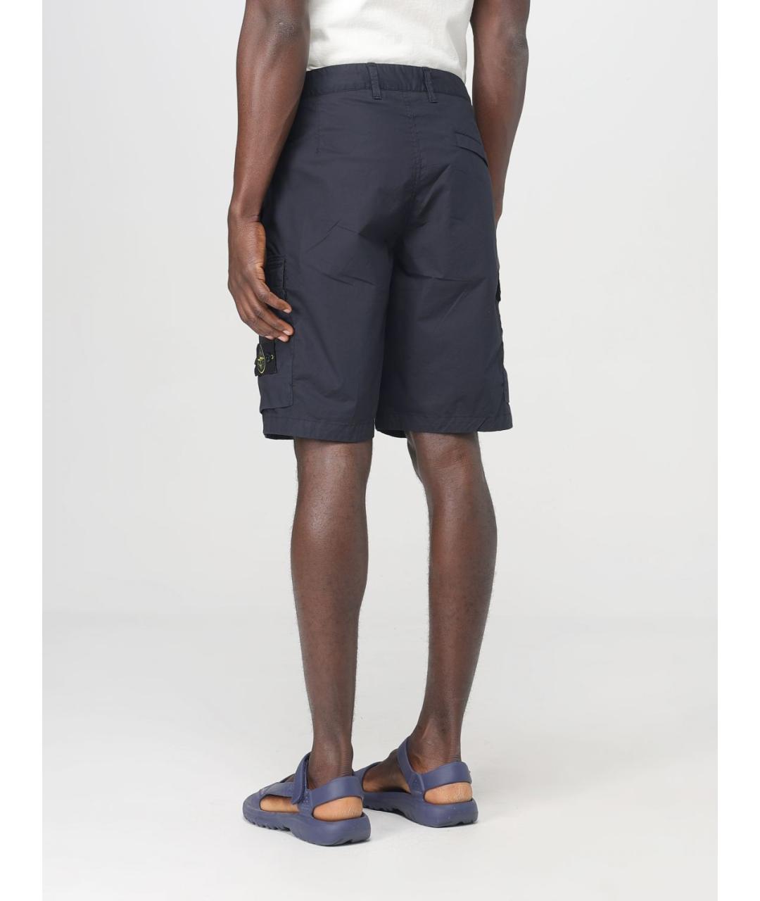 STONE ISLAND Синие хлопко-эластановые шорты, фото 4