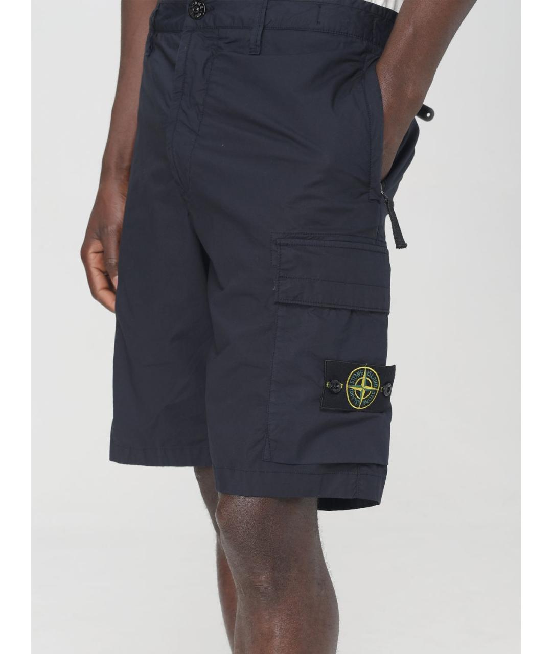 STONE ISLAND Синие хлопко-эластановые шорты, фото 6