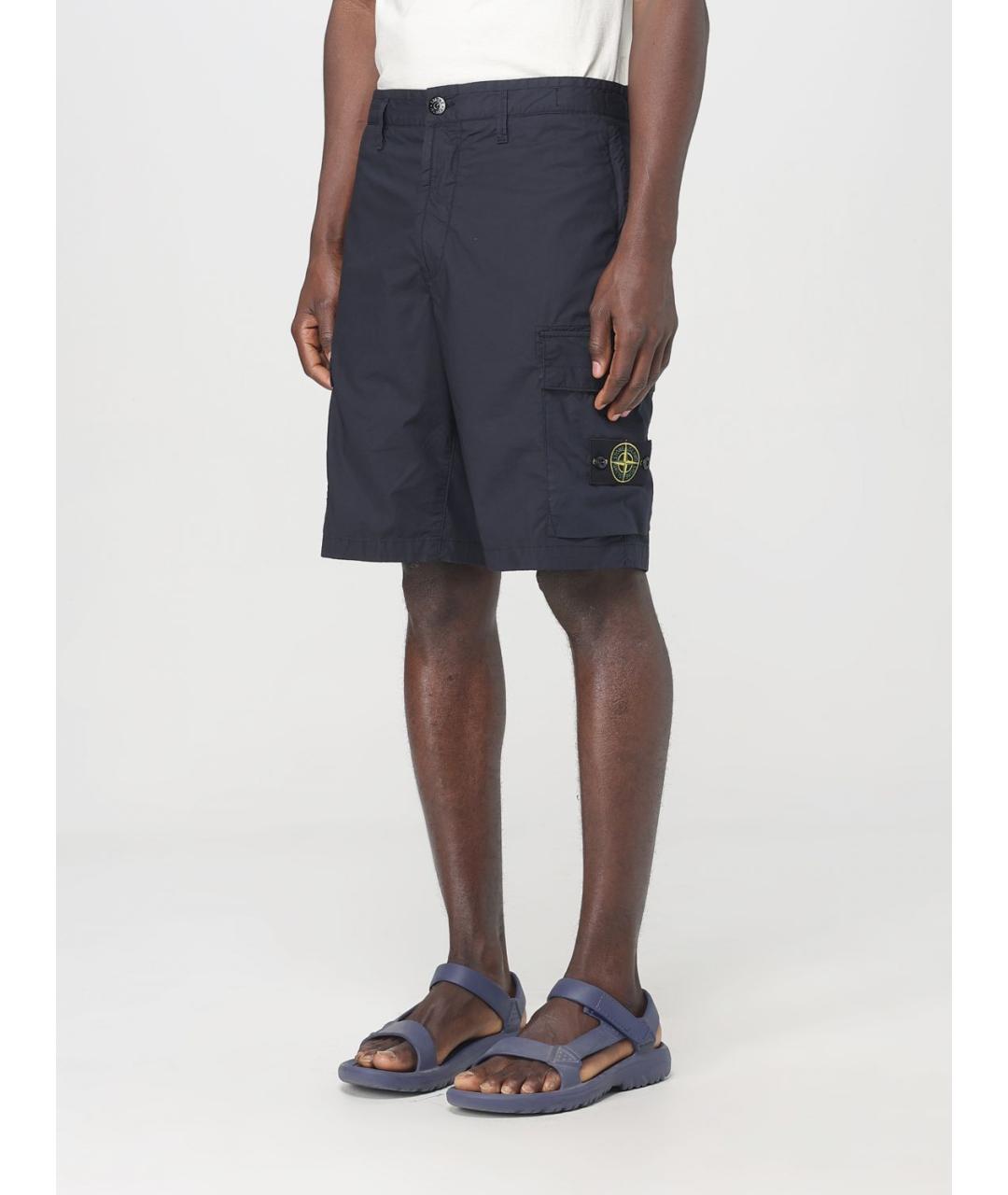 STONE ISLAND Синие хлопко-эластановые шорты, фото 5