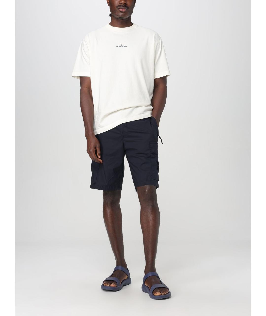 STONE ISLAND Синие хлопко-эластановые шорты, фото 3