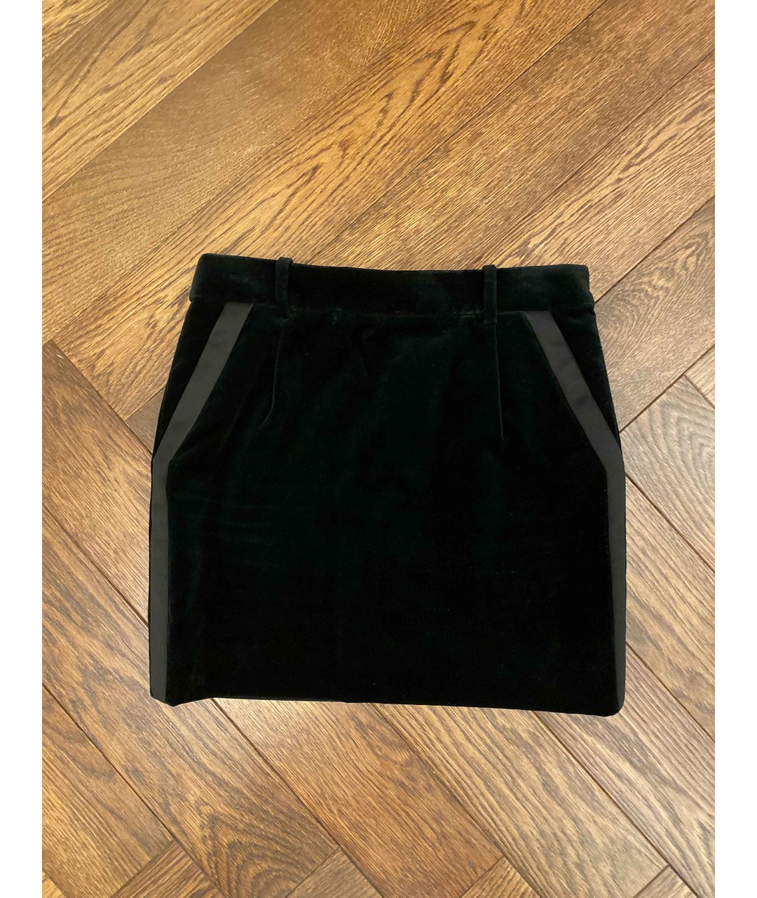 SAINT LAURENT Черная бархатная юбка мини, фото 5