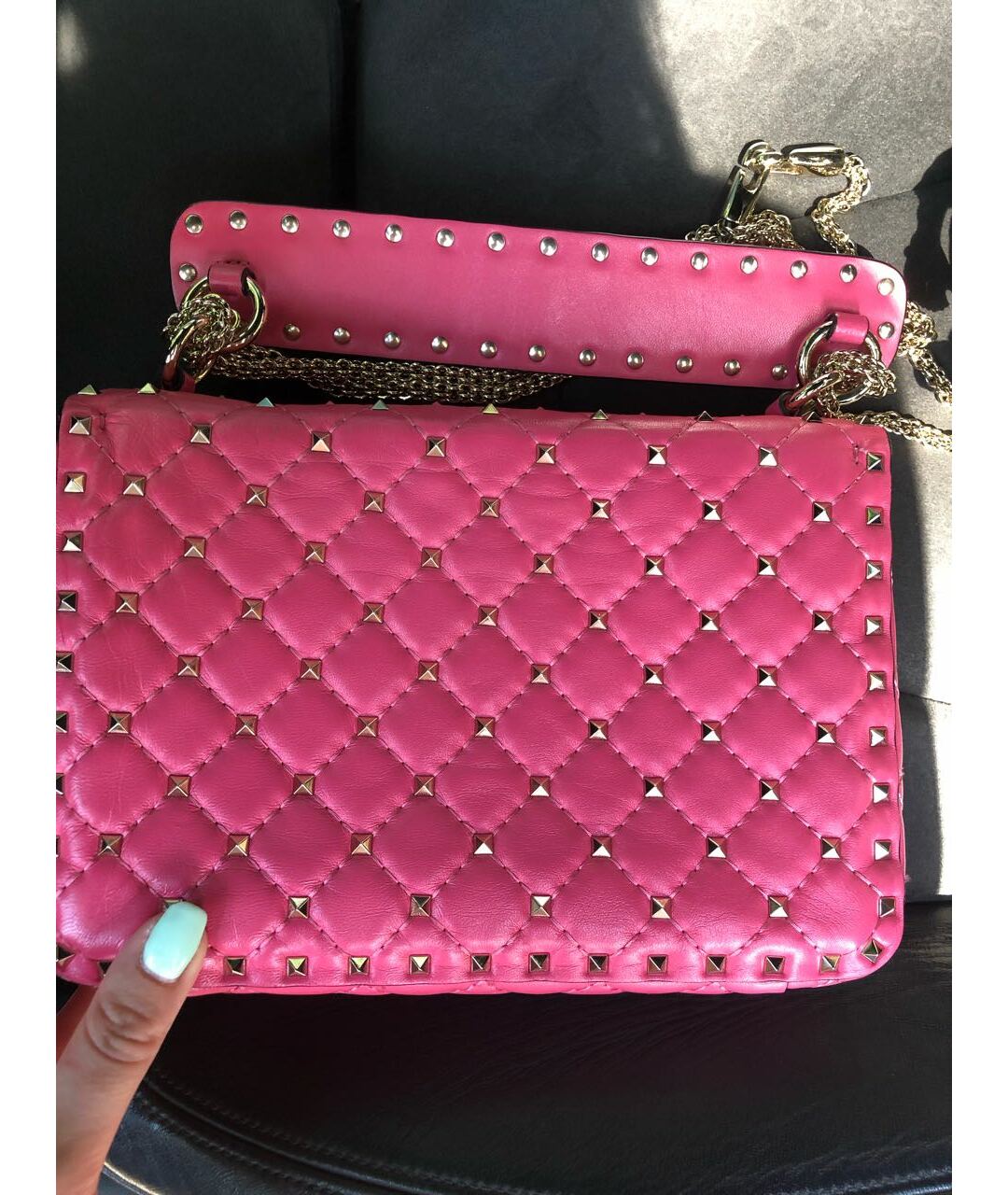 VALENTINO Фуксия кожаная сумка тоут, фото 2