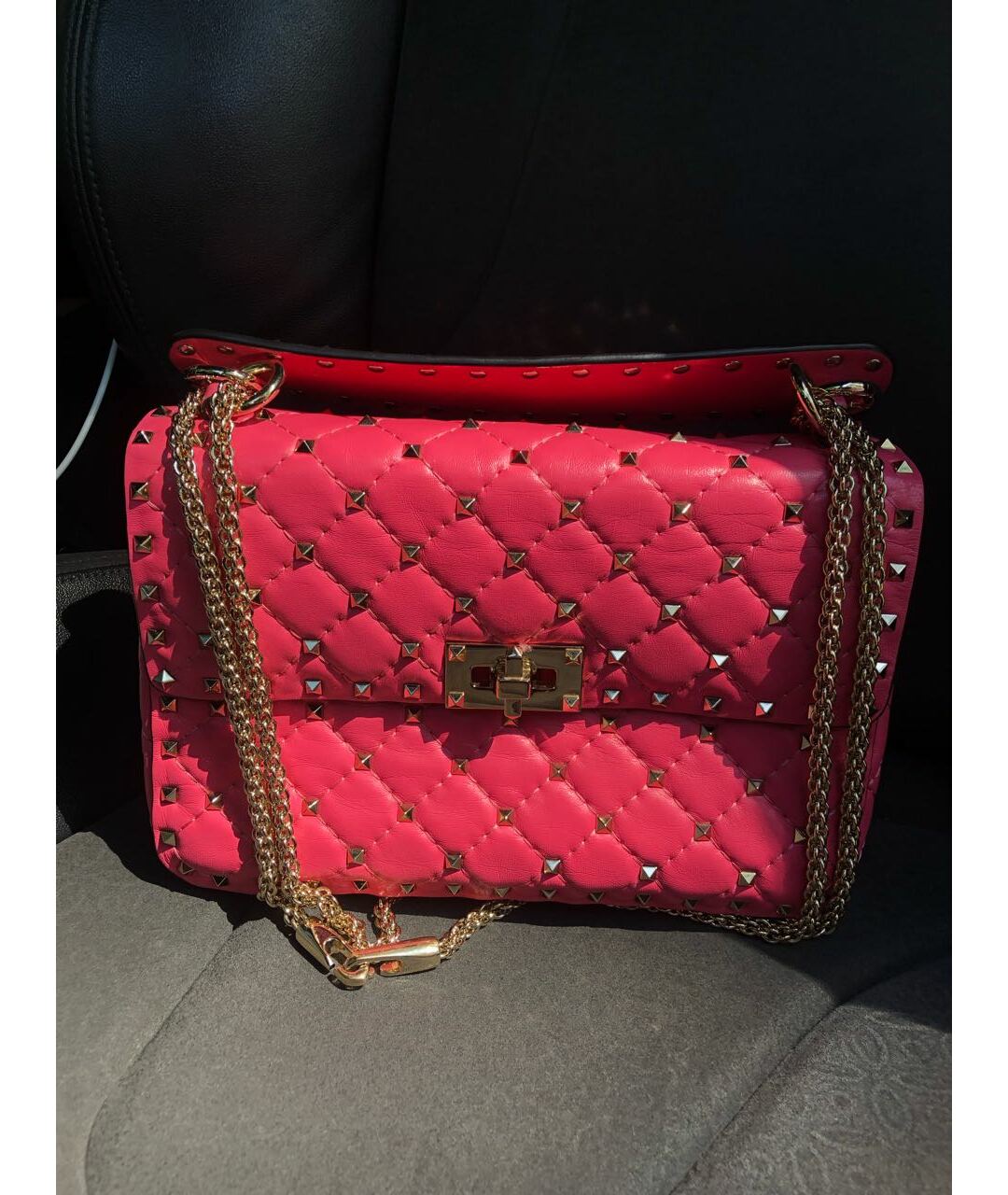 VALENTINO Фуксия кожаная сумка тоут, фото 9