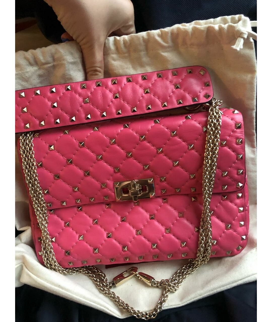 VALENTINO Фуксия кожаная сумка тоут, фото 8